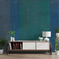 Retro Teal and Blue Textured Color Block Wall Mural