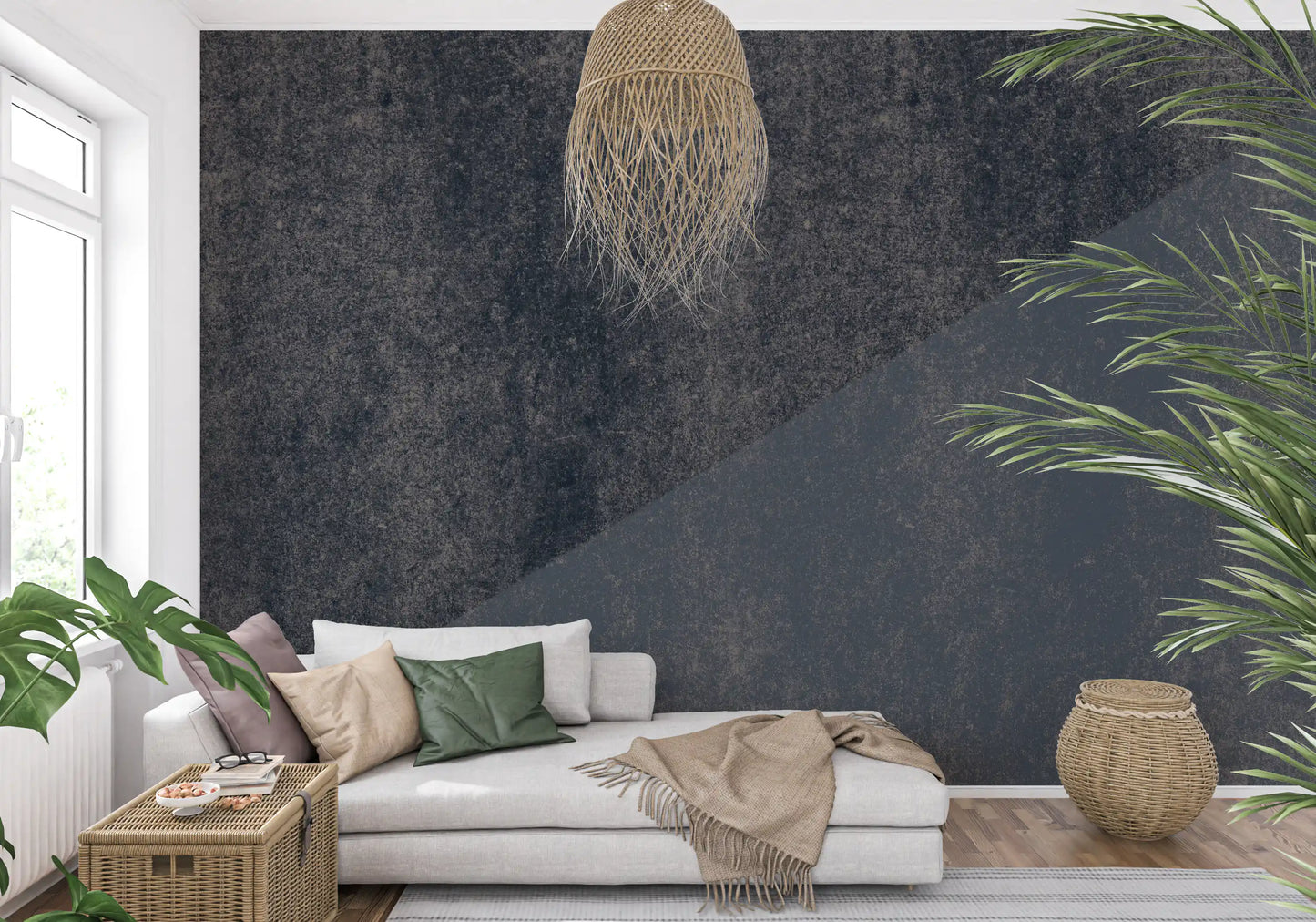 Charcoal and Steel Blue Diagonal Wall Mural
