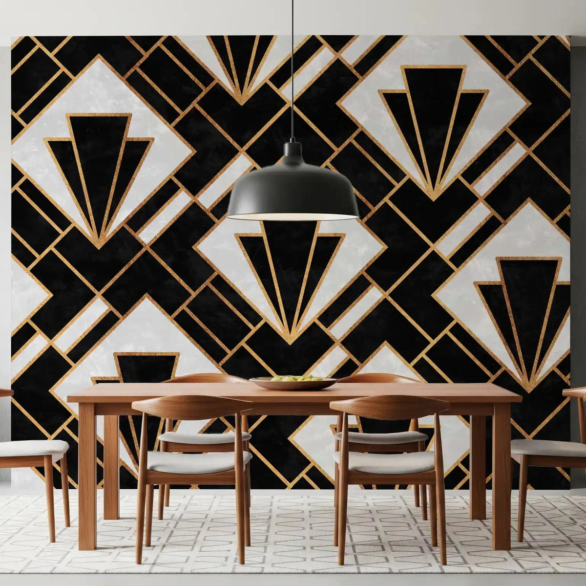 Art Deco Luxe geometric wall mural in a glamorous Dining room GD10888
