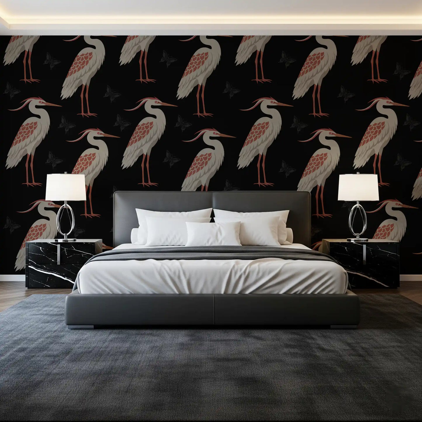Muted Herons at Night Wall Mural