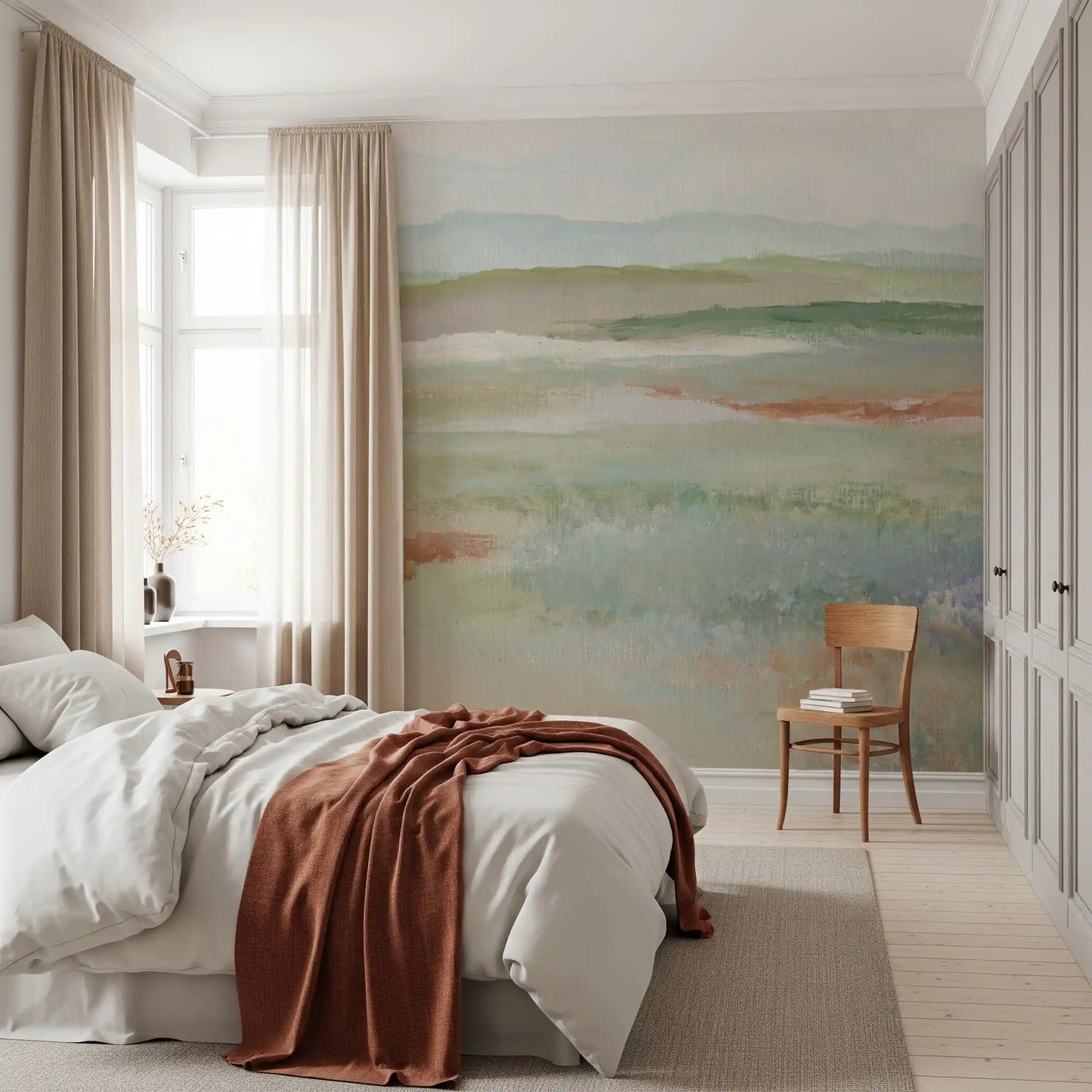 Earthy Meadow Abstract Landscape Wallpaper Wall Mural