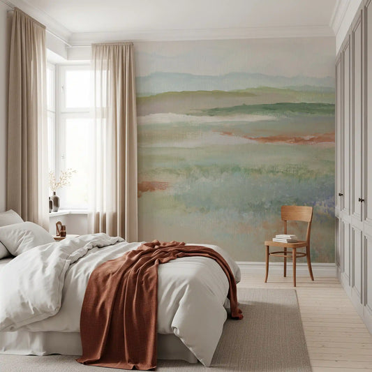Earthy Meadow Abstract Landscape Wall Mural
