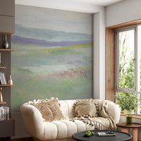Misty Lavender Meadows Wallpaper Wall Mural