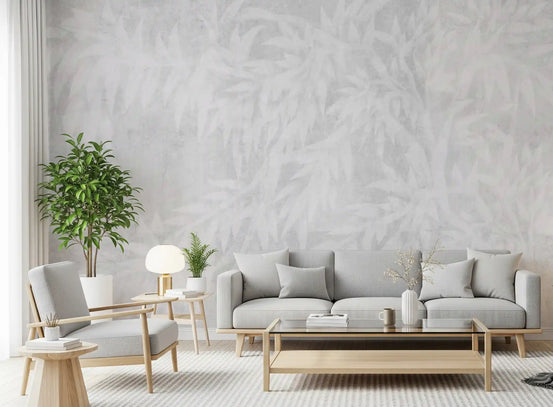 Pale alabaster foliage wall mural giving a Living room a calm feel GD10894
