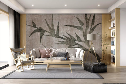 Rustic Moss Green Bamboo Wall Mural Wall Mural
