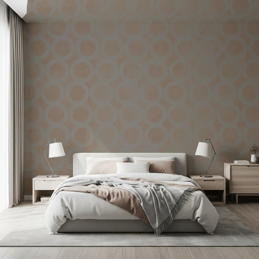 Taupe Interlocking Rings Geometric Wall Mural