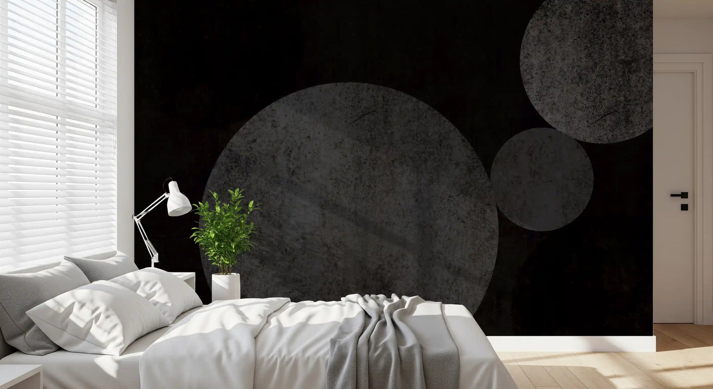 Textured Eclipse Dark Geometric Wallpaper Wall Mural