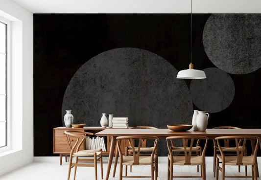 Textured Eclipse Dark Geometric Wall Mural