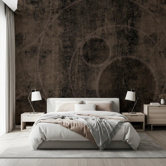 Distressed Charcoal and Sepia Stone Wall Mural
