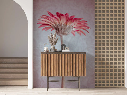 Elegant Pink Gerbera Bloom Wallpaper Wall Mural