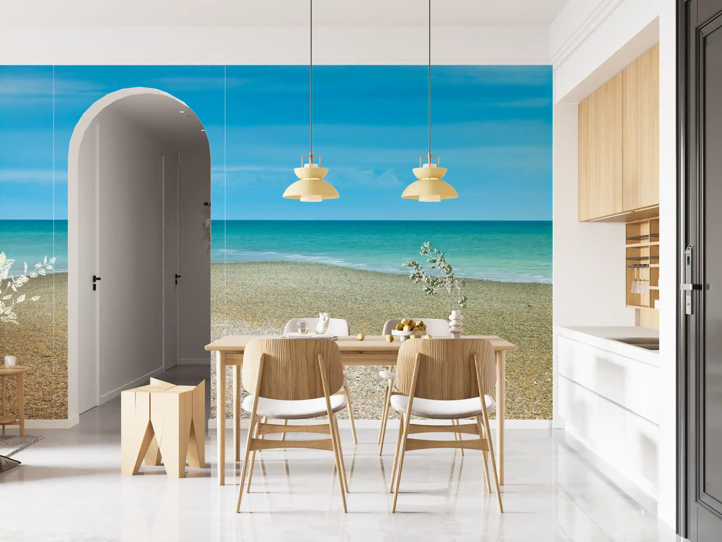 Turquoise Waters Pebble Shoreline Wall Mural