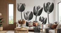 Elegant Monochrome Tulips Wallpaper Wall Mural