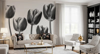 Elegant Monochrome Tulips Wallpaper Wall Mural