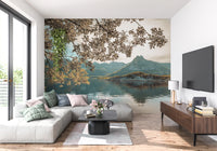 Sunlit Lake and Mountain Vista Wall Mural