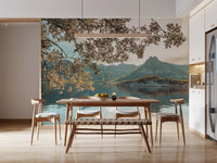 Sunlit Lake and Mountain Vista Wall Mural