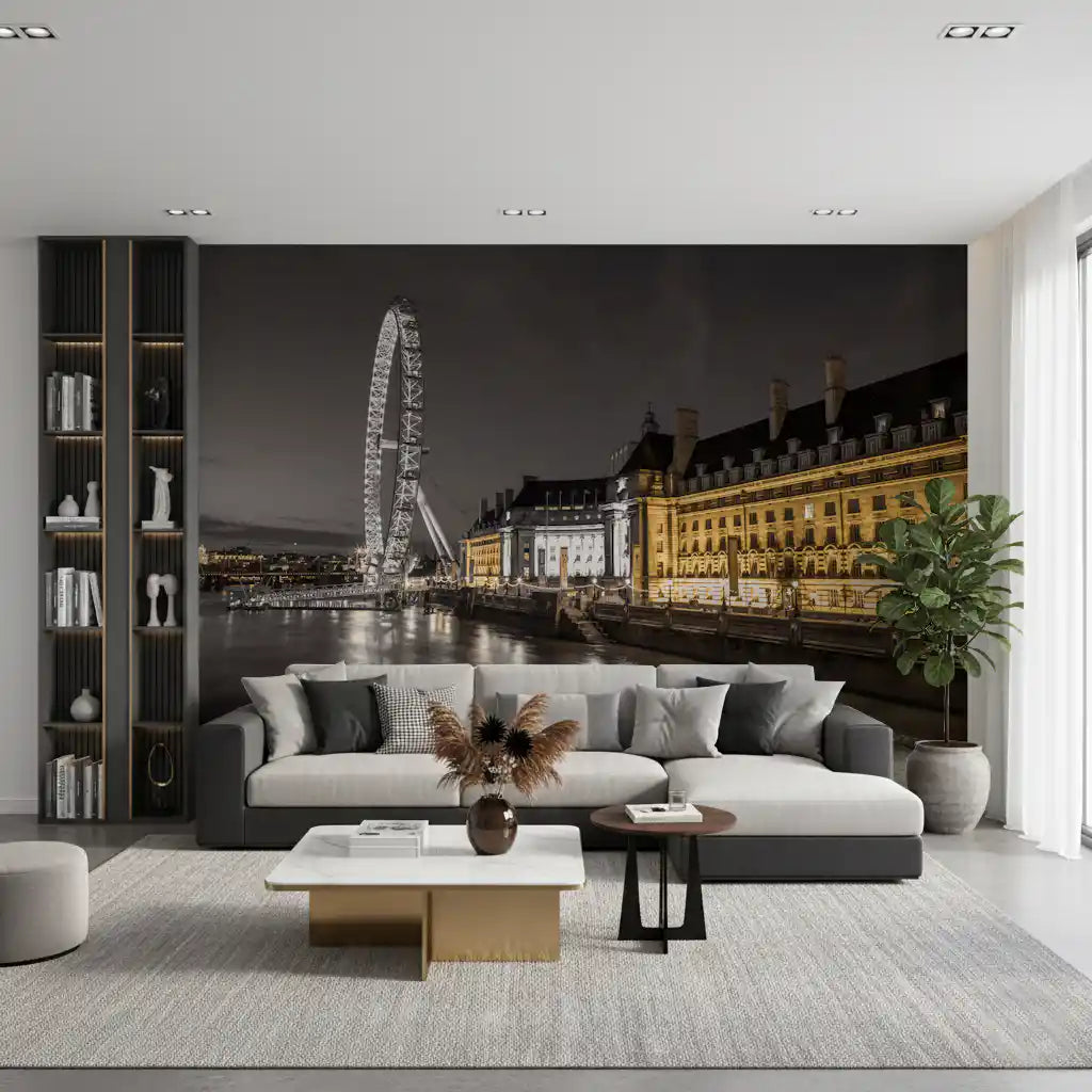 Nocturnal London Eye and County Hall Wall Mural