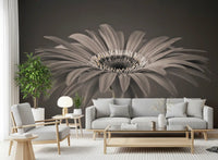 Serene Sepia Gerbera Daisy Macro Wall Mural