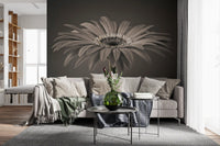 Serene Sepia Gerbera Daisy Macro Wall Mural