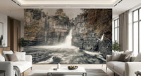 Misty Falls and Rocky Cliffside Wall Mural