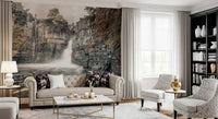 Misty Falls and Rocky Cliffside Wall Mural