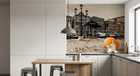 Serene Venice Canal with Orange Umbrella Wall Mural