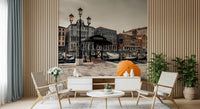 Serene Venice Canal with Orange Umbrella Wall Mural