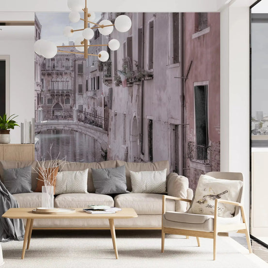 Muted Venice canal calming a living room, Whispering Waters wall mural GD10932
