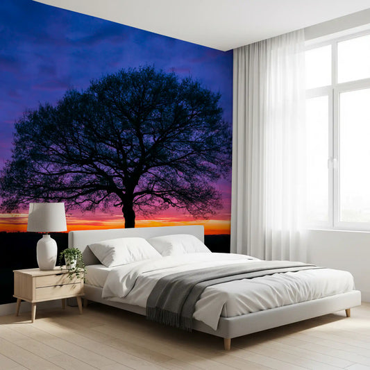 Solitary Oak at Twilight Wall Mural