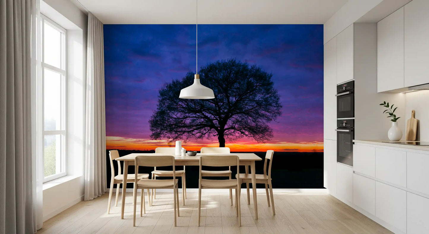 Solitary Oak at Twilight Wall Mural