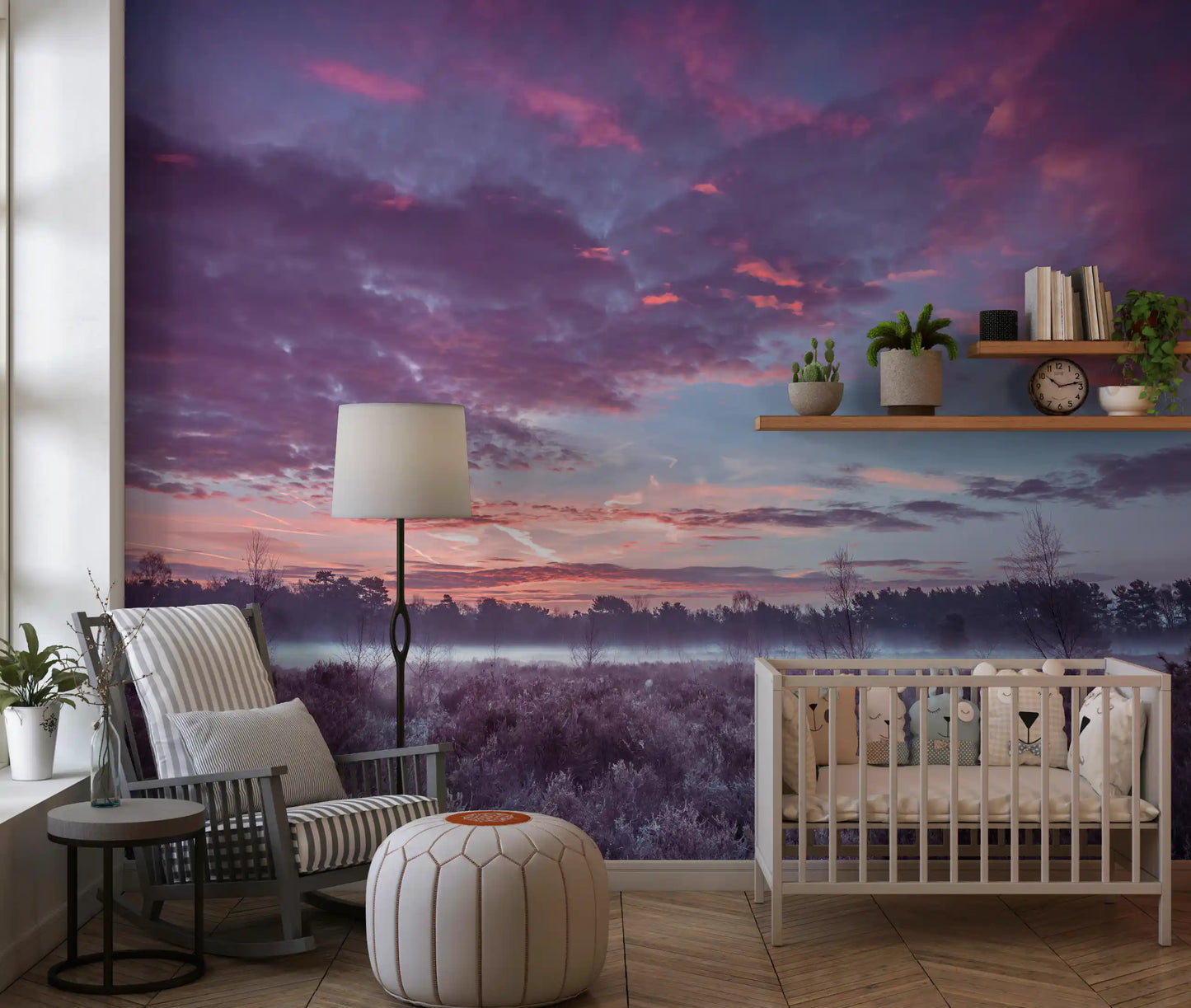 Violet Twilight Frost Meadow Wall Mural