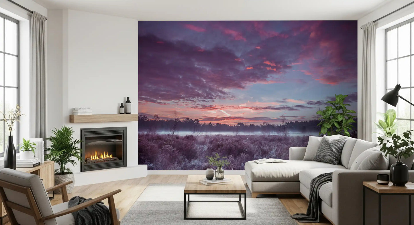 Violet Twilight Frost Meadow Wall Mural