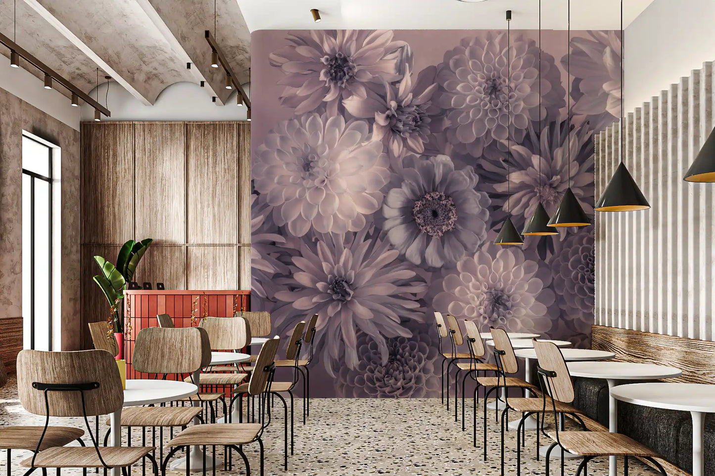 Smoky Lavender Botanical Bouquet Wall Mural