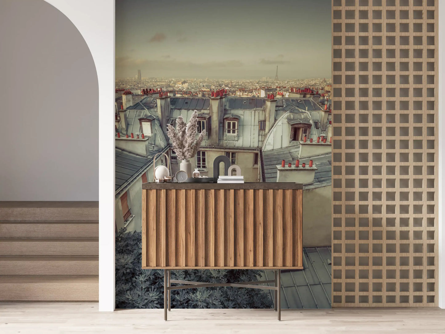 Vintage Paris Skyline Aerial View Wall Mural