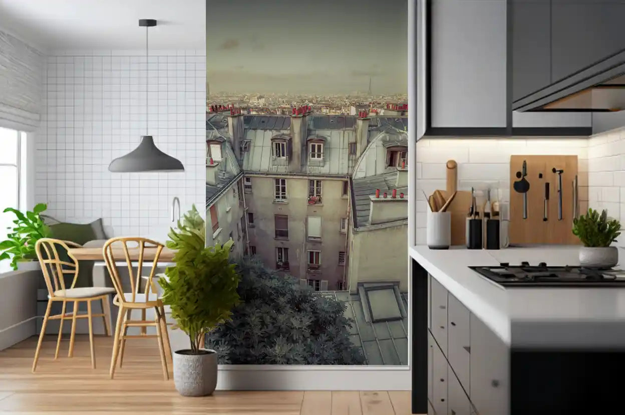 Vintage Paris Skyline Aerial View Wall Mural