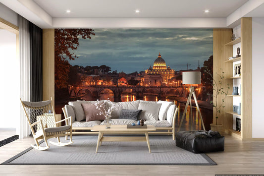 Sunset Over Saint Peters Basilica Wall Mural