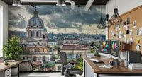 Rome Rooftops under Dramatic Skies Wall Mural
