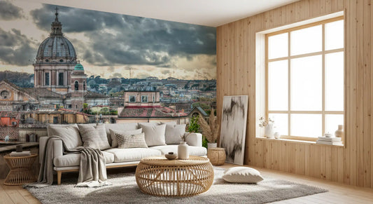 Rome Rooftops under Dramatic Skies Wall Mural