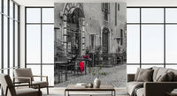 Red Umbrella on Quiet Italian Street Wall Mural