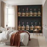 Tuscan Chianti Bottles in Straw Fiaschi Wall Mural