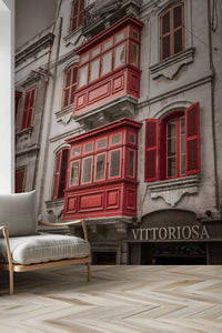 Crimson Maltese Balconies of Vittoriosa Wall Mural
