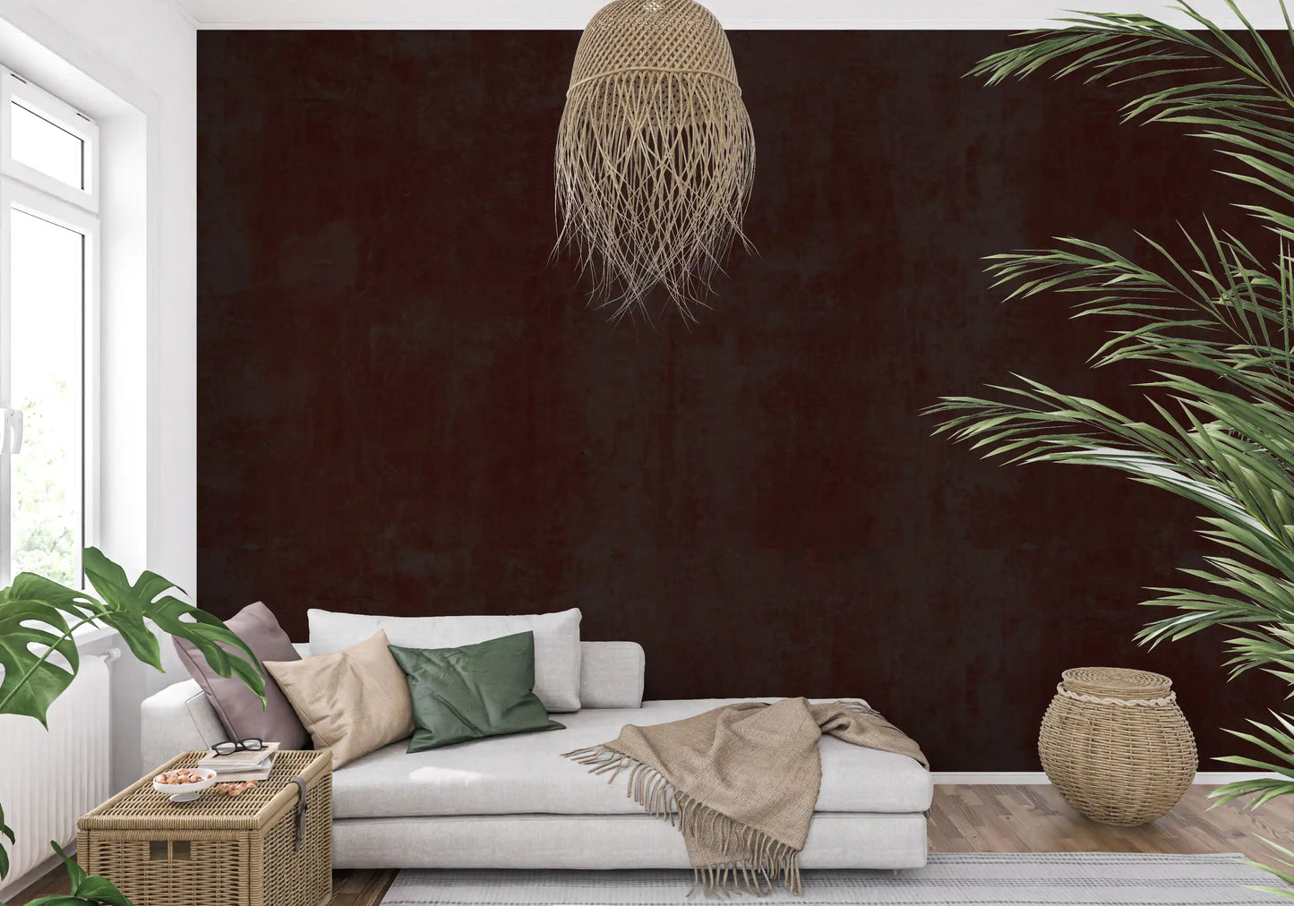 Deep Crimson and Dark Charcoal Grunge Texture Wall Mural