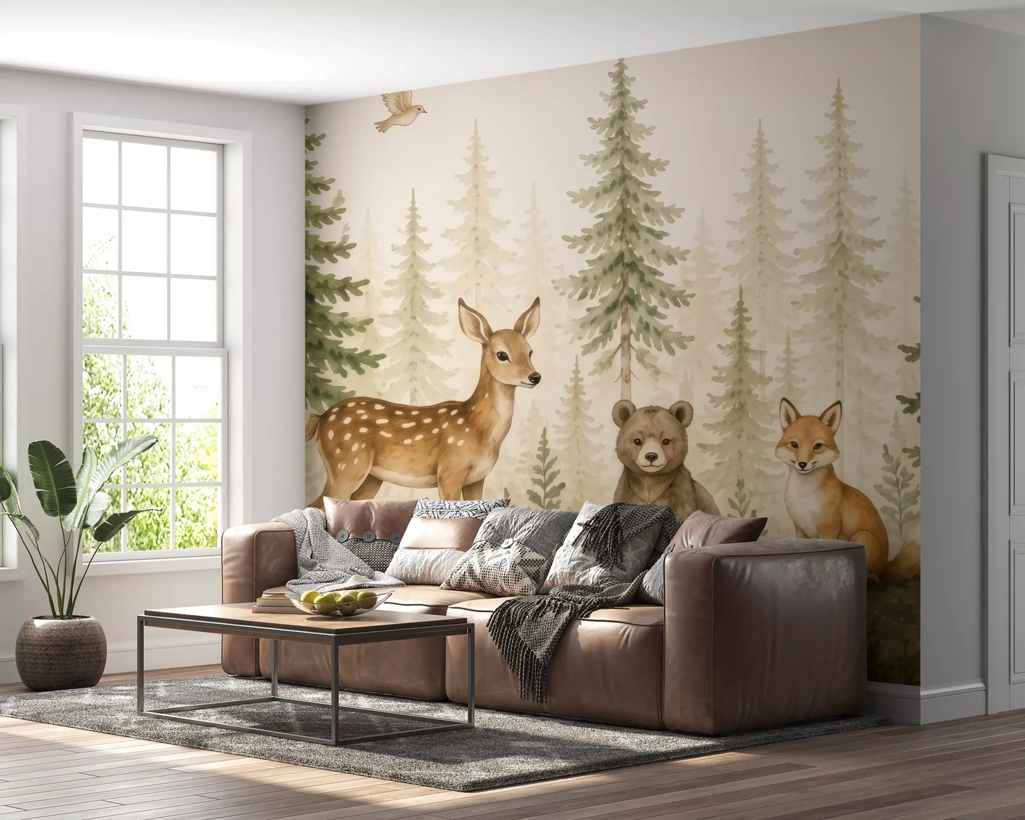 Whimsical Woodland Forest Friends Wall Mural