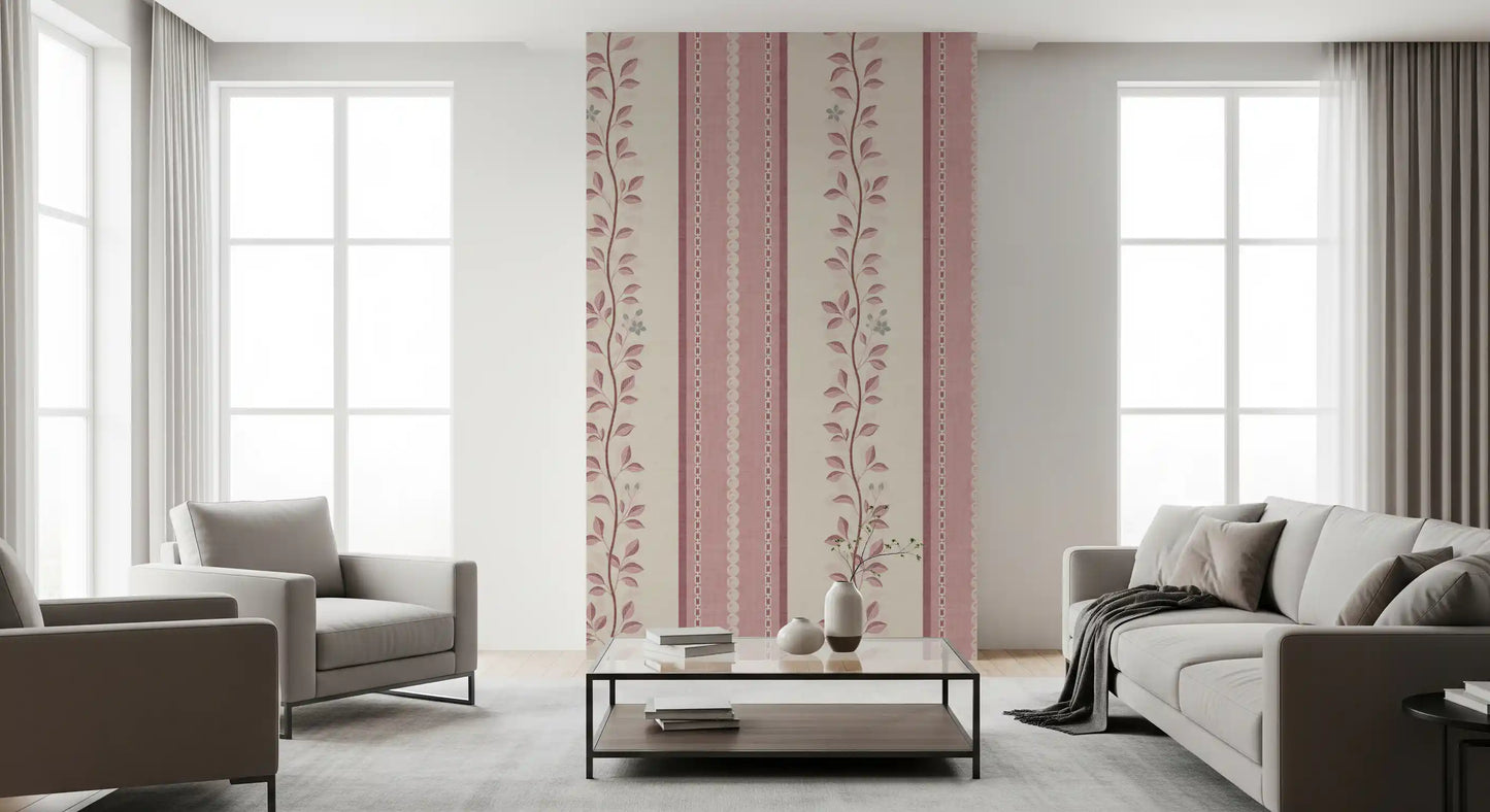 Romantic Creeping Foliage linen panel Wallpaper⁠