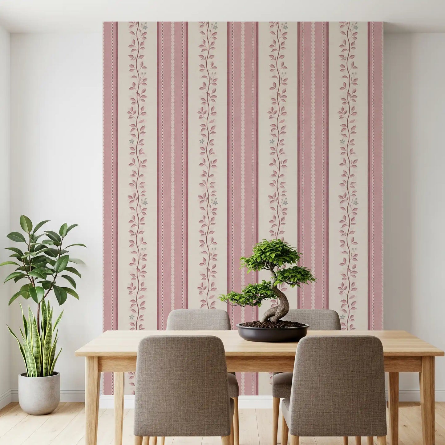 Romantic Creeping Foliage linen panel Wallpaper⁠