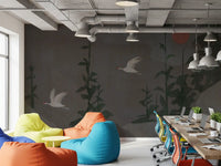 Flight of the Red Crowned Cranes Wall Mural