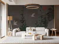 Flight of the Red Crowned Cranes Wall Mural