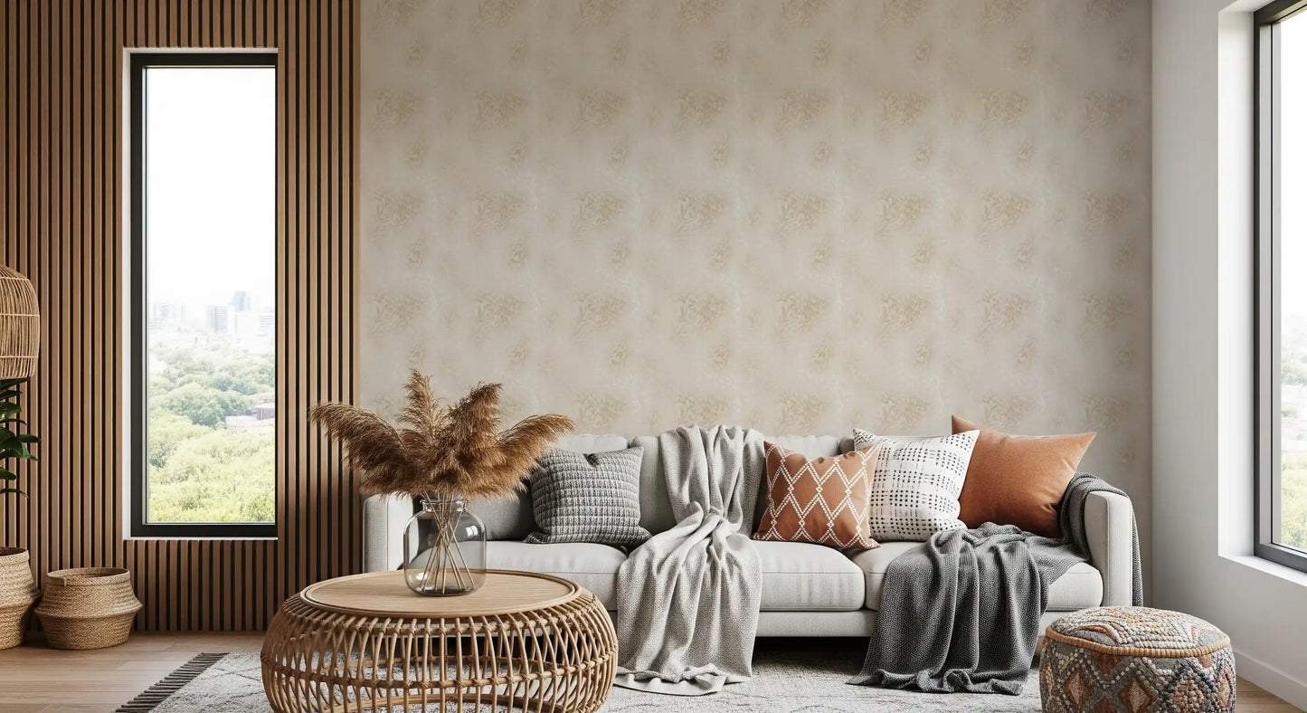 Delicate Linen Botanical Foliage Wallpaper⁠