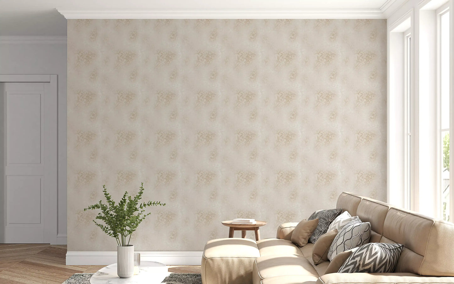 Delicate Linen Botanical Foliage Wallpaper⁠