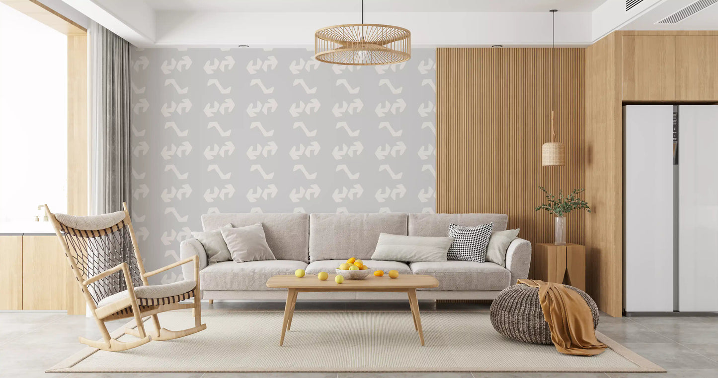 Playful Primitive Shapes on Soft Slate Wallpaper⁠