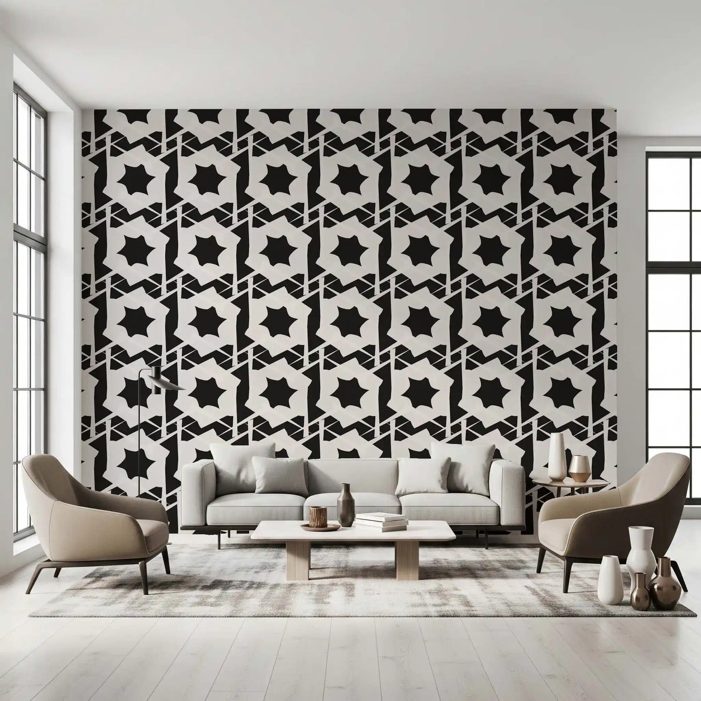 Interlocking Monochromatic Geometry Wallpaper⁠